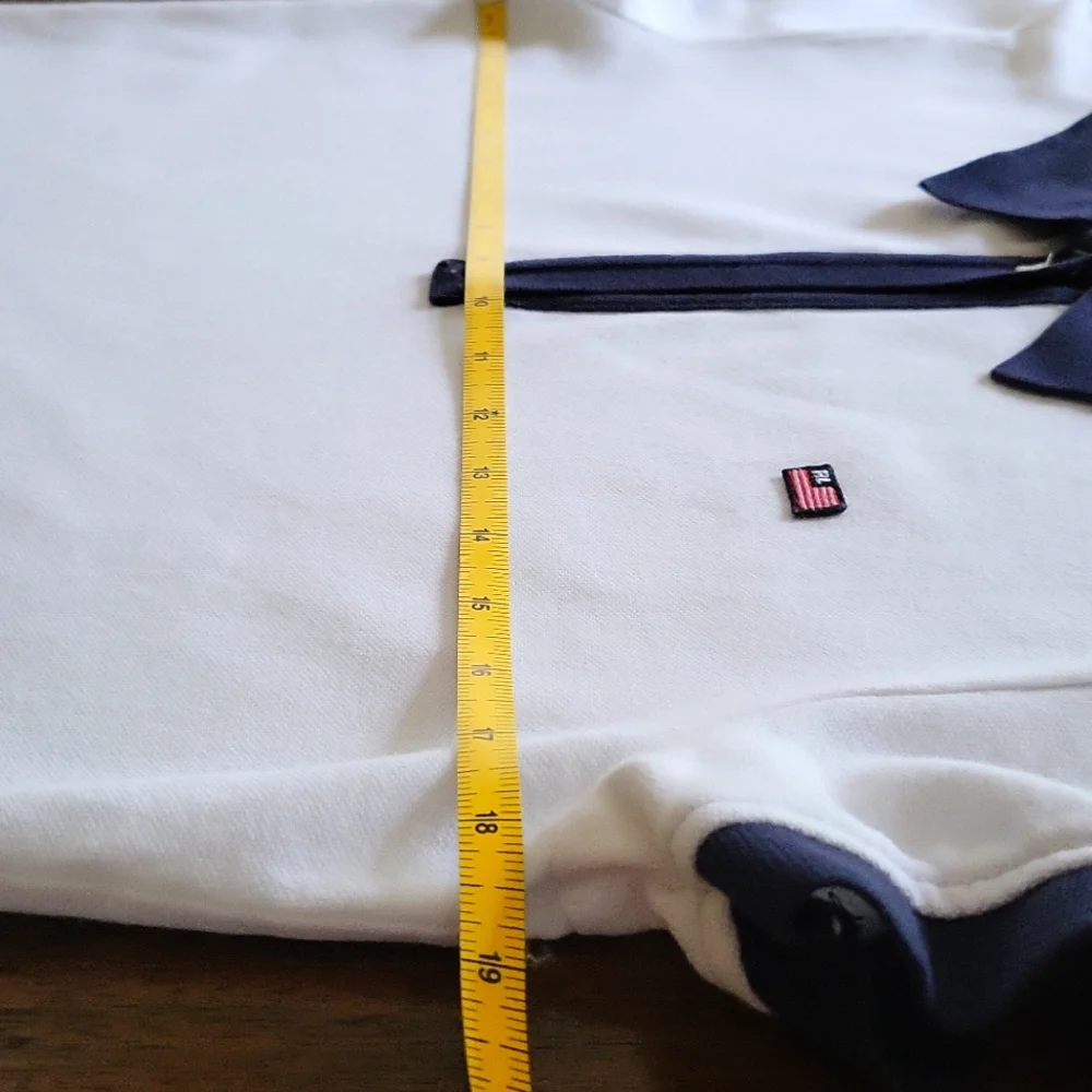 Ralph Lauren Polo Jeans Shirt,White/Navy. Girls XL/Womens Small.